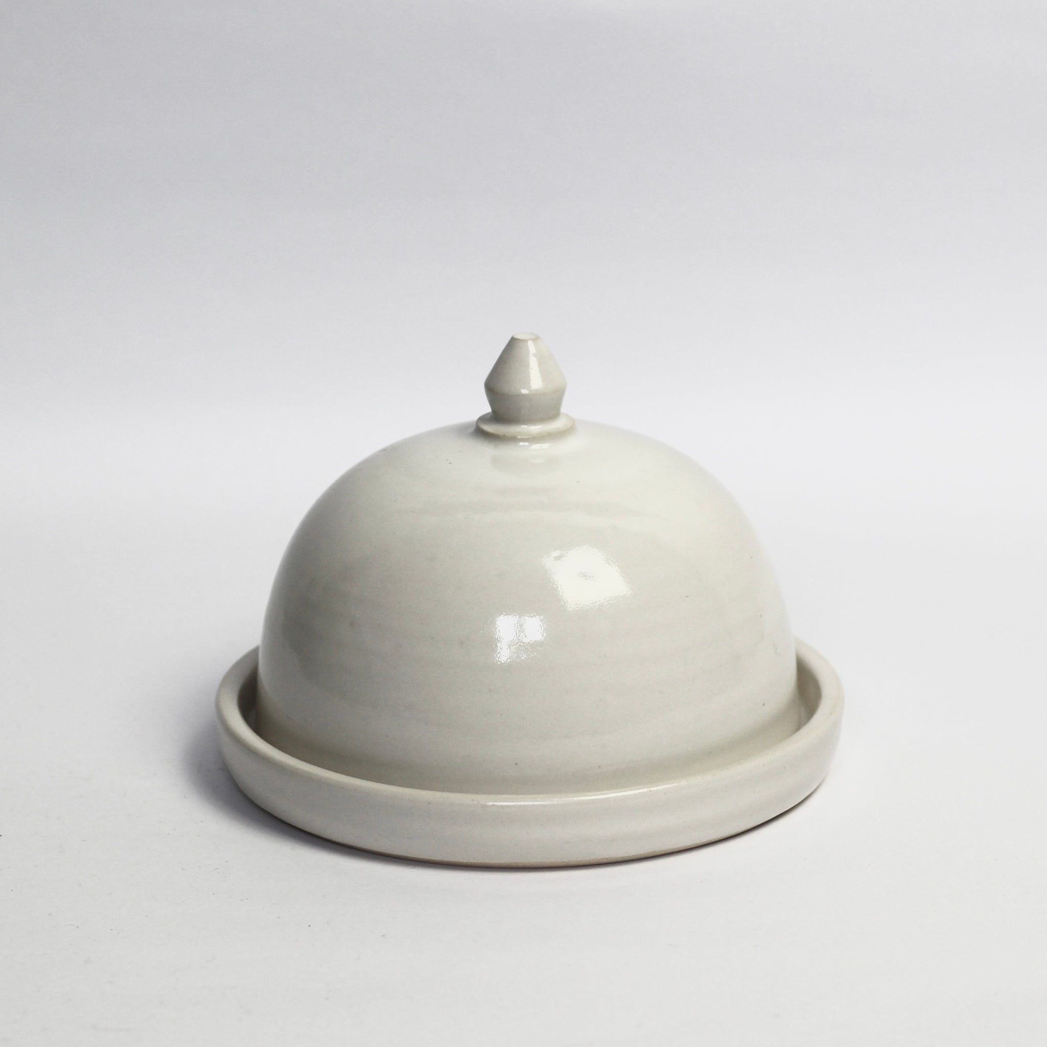 White & red butter dish