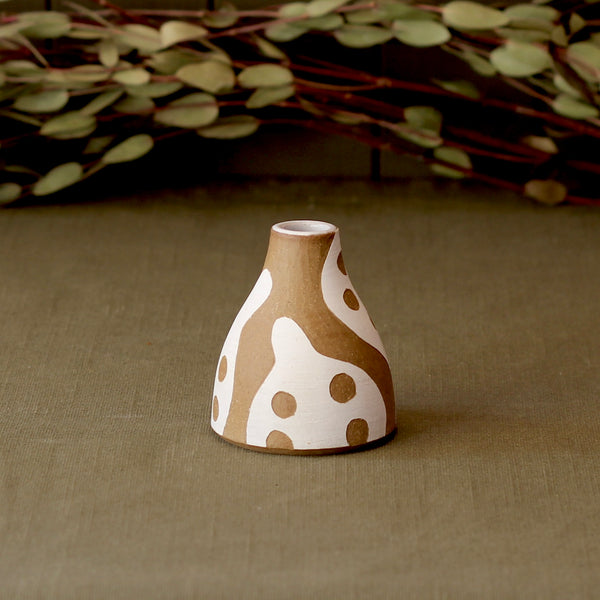 Stoneware Sgraffito Honesty Bud Vase