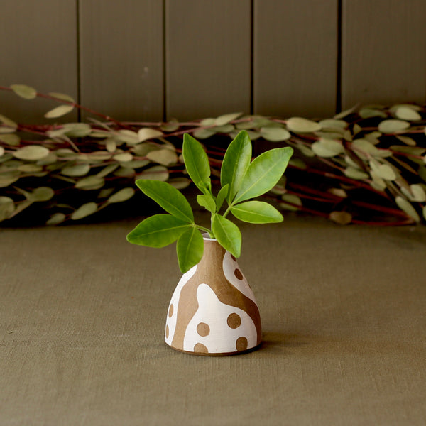 Stoneware Sgraffito Honesty Bud Vase