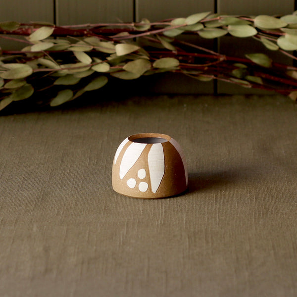 Tiny Stoneware Sgraffito Mistle Vase