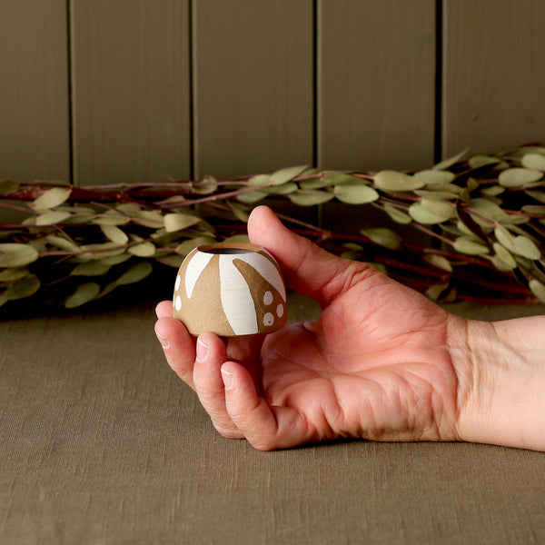 Tiny Stoneware Sgraffito Mistle Vase