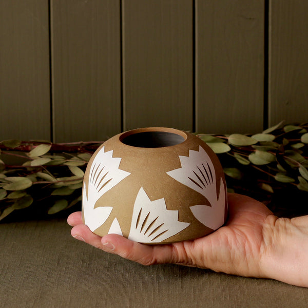 Stoneware Sgraffito Crocus Vase